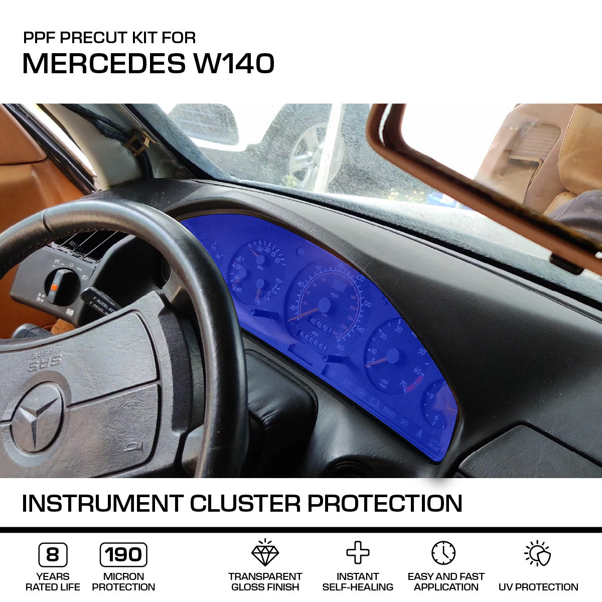 Mercedes-Benz Kombiinstrument-Schutzfolie PPF W140 NEU