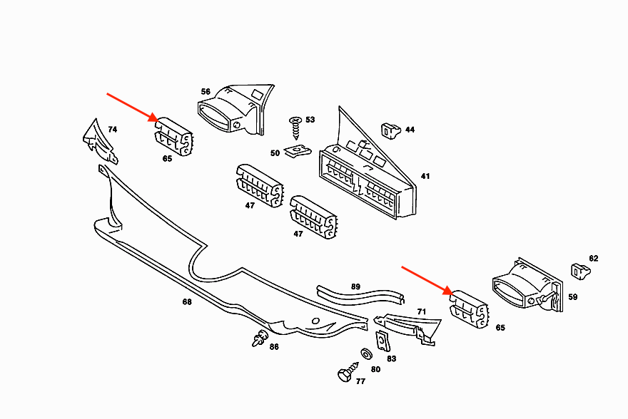 Mercedes-Benz W201 190 seitlich Luftdüse Becherhalter / Schiebe- Becherhalter – A2018300374 – Ansicht 12