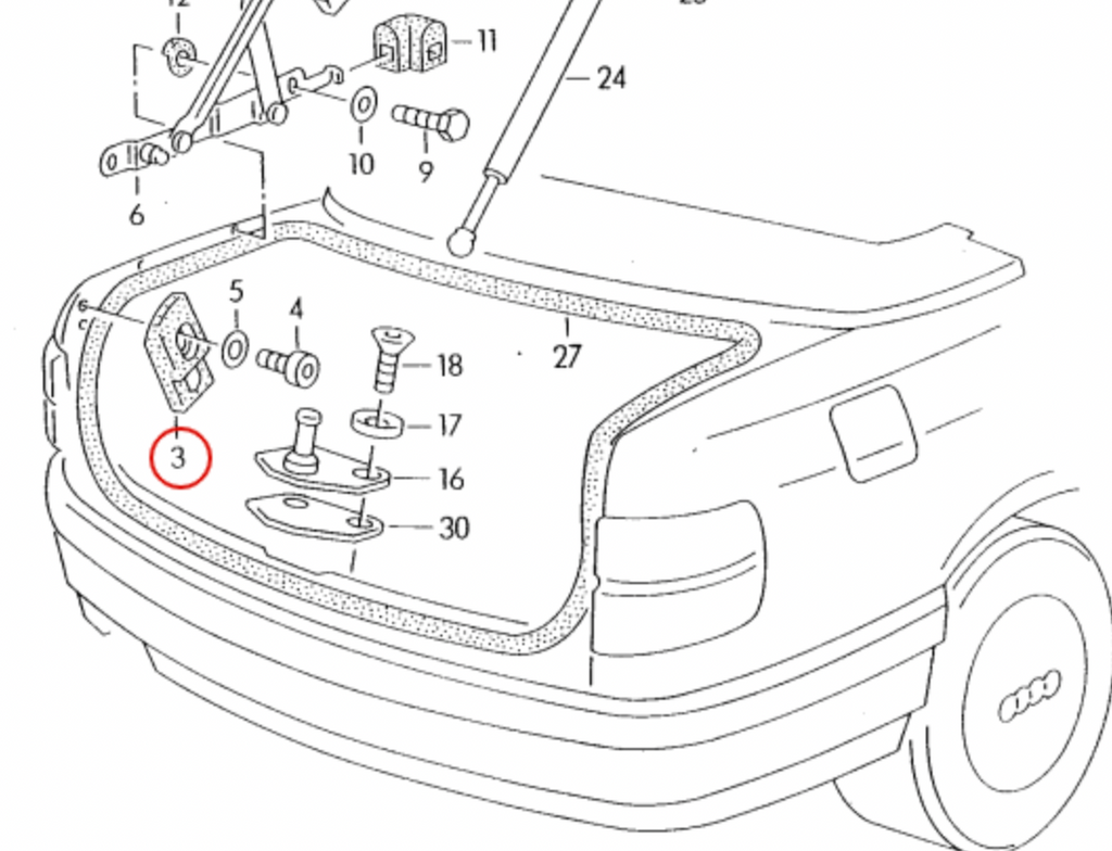 Audi Cabrio Cabrio Set Stoppuffer Heckklappe Set li. u. re. – Ansicht 5