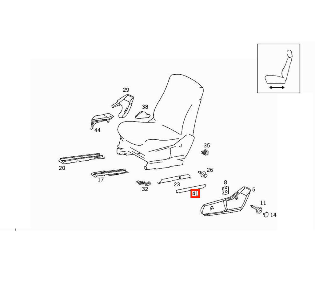 Mercedes-Benz Sitzverkleidung vorne W140 C140 NEU – A1409183030 – Ansicht 4