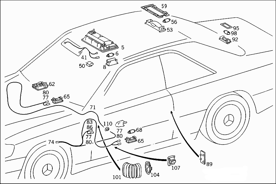 Mercedes-Benz W124 A124 Kofferraum Leuchte Rahmen – A1246930006 – Ansicht 2