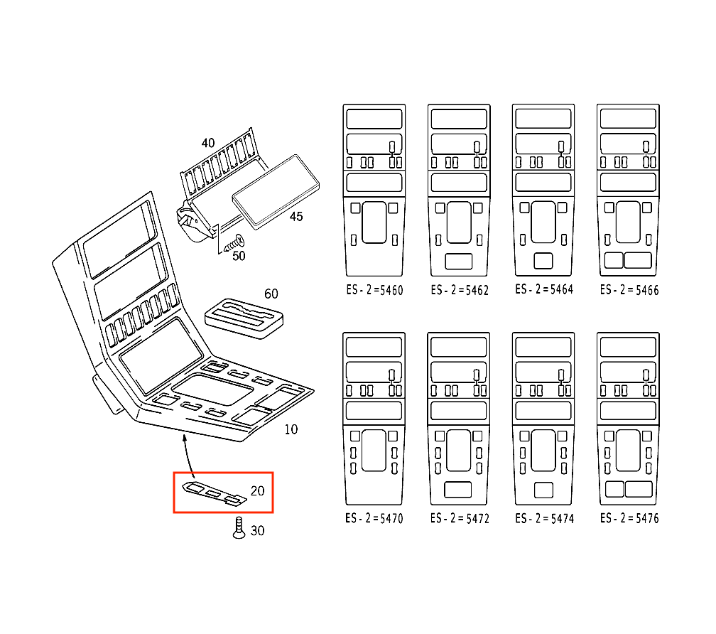 Mercedes-Benz R129 Bedienung Konsole Verkleidung Schalter Halterung Set von 2 – A1296830300 – Ansicht 4