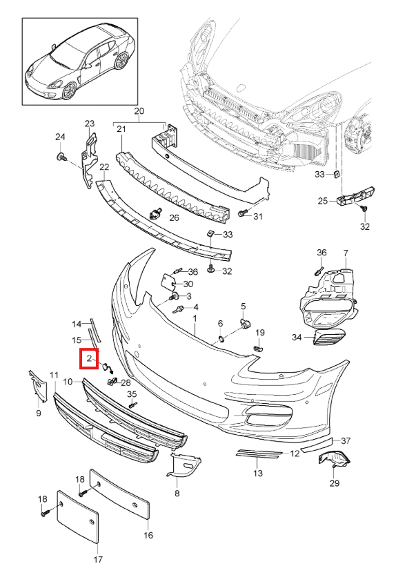 Porsche Abschleppösenabdeckung vorne Panamera 970 Grundiert – Ansicht 4