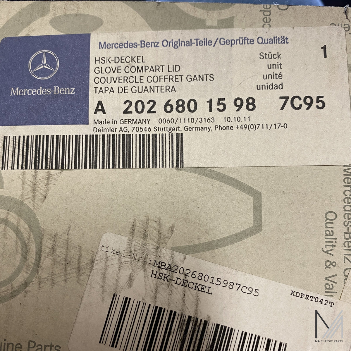 Mercedes-Benz W202 Abdeckung Handschuhfach NOS – A2026801598 – Ansicht 3