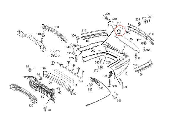 Mercedes-Benz W215 CL hinten Stoßstange Abschlepphaken Öse Abdeckung Grundiert – A2158851122 – Ansicht 4
