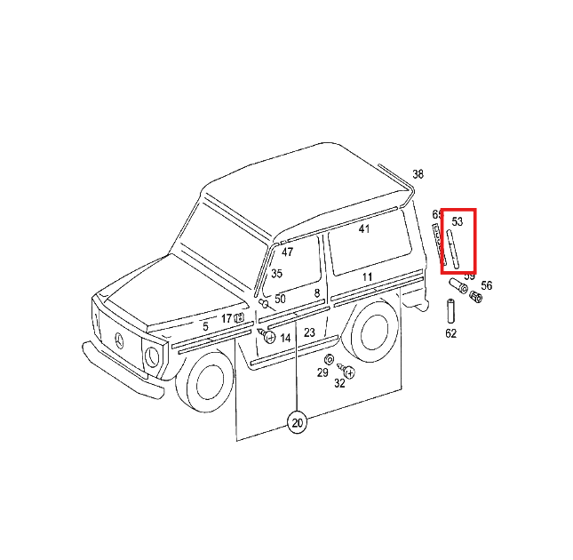 Mercedes-Benz W460 W461 W463 G-Klasse hinten seitlich Düse Abdeckung Schwarz – A4606980089 – Ansicht 4