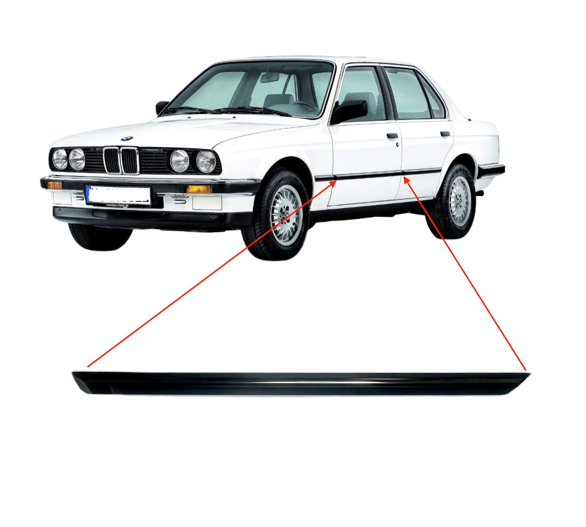 BMW Türzierleiste Schwarz mit Chromleiste E30 NEU