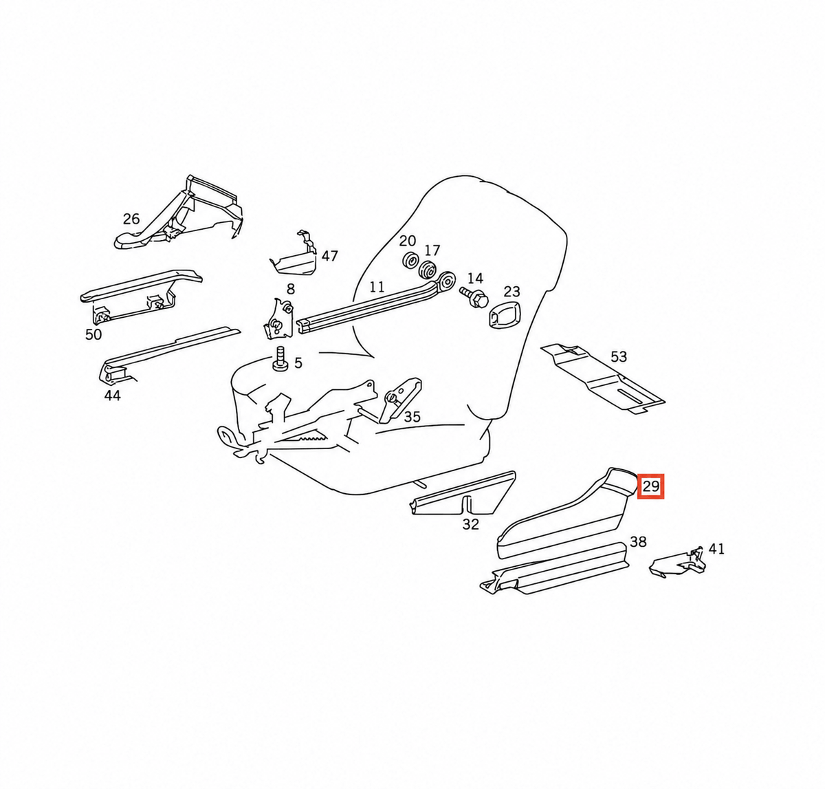 Mercedes-Benz Sitz-Seitenverkleidung vorn W124 C124 NEU – A1249182530 – Ansicht 5