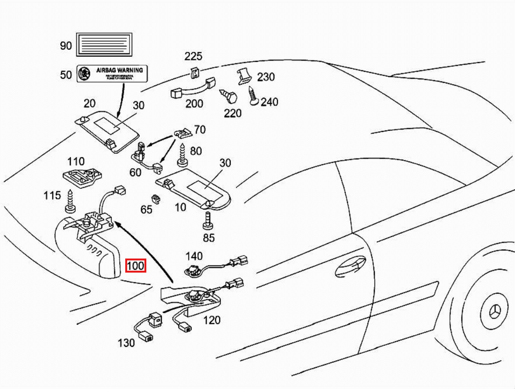 Mercedes-Benz Innenspiegel-Abdeckung komplett Version 3 R230 W215 W220 NEU – A2208100217 – Ansicht 5