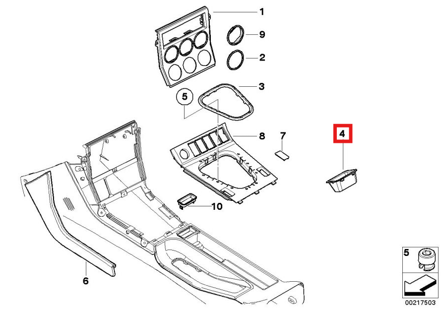 BMW Z3 Warnblinkschalter-Rahmen E36 NEU – Ansicht 4