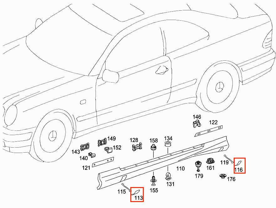 Mercedes-Benz W208 Rocker Verkleidung seitlich Skirt Rechts – A2086982830 – Ansicht 5
