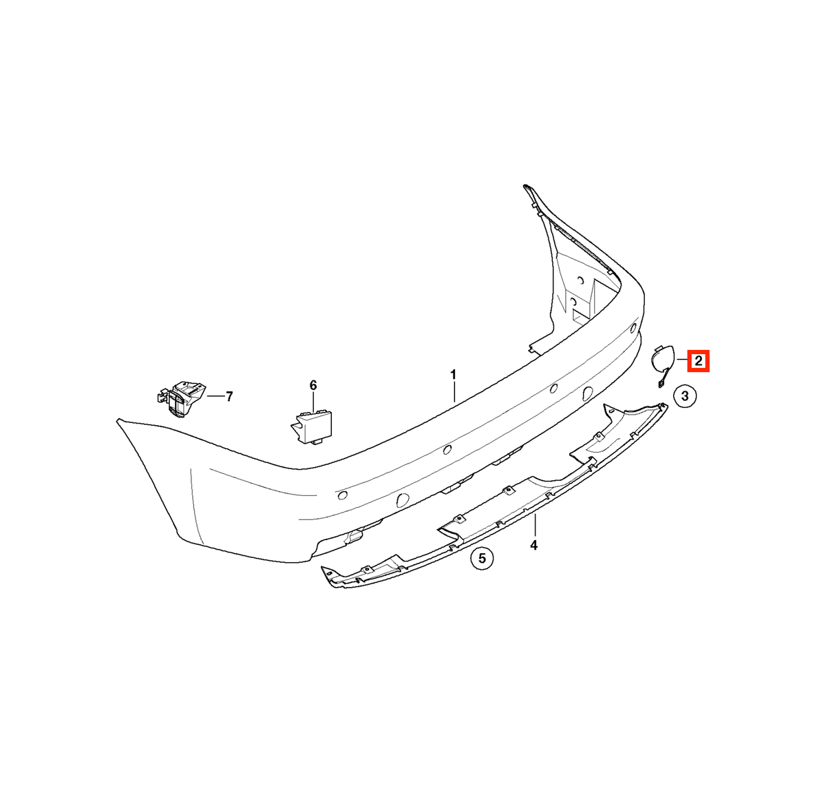 BMW M3 Abschleppösenabdeckung Stoßstange hinten E46 Grundiert – Ansicht 4