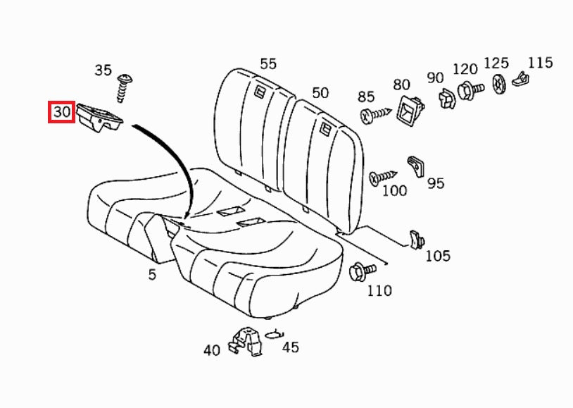 Mercedes-Benz R129 Hinten Sitz Polster Rückenlehne Befestigung Griff – A1299200214 – Ansicht 4
