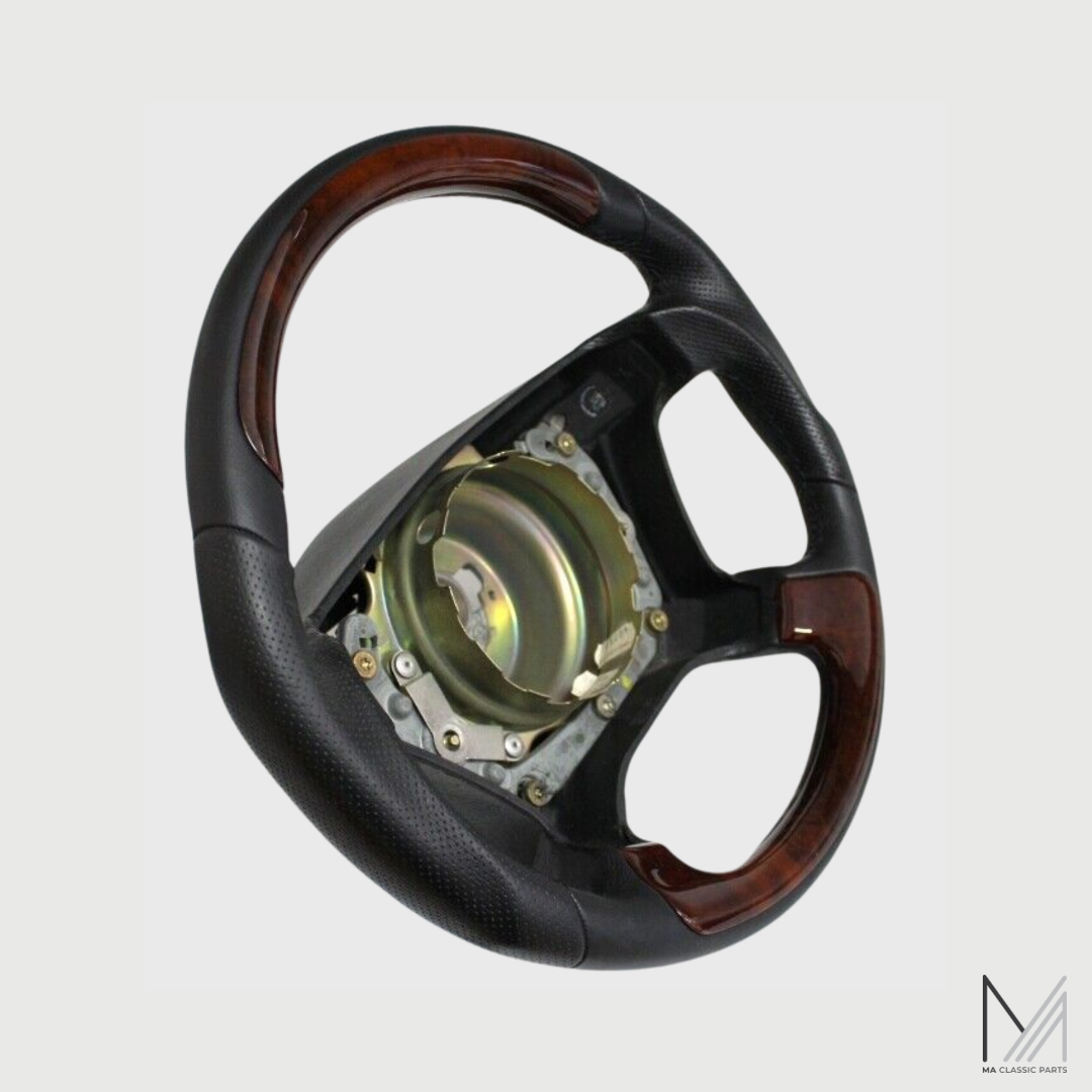 Mercedes Benz Lederlenkrad Wurzelholz ergonomisch W201 W124 R129 W463 W140 – Ansicht 2