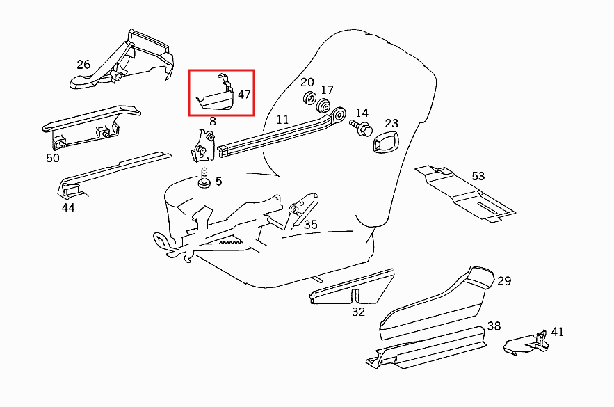 Mercedes-Benz Sitzverkleidung innen W124 NEU – A1249192320 – Ansicht 6