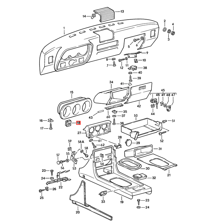 Porsche 924 944 Scheinwerfer-Schalterumrandung Schwarz – Ansicht 4
