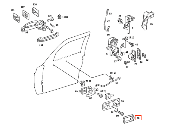 Mercedes-Benz W126 C126 Vorne Türgriff Einsatz li. od. re. – A1267660190 – Ansicht 4
