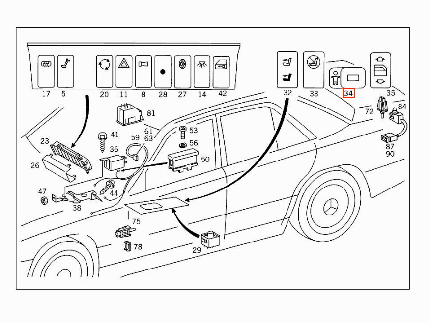 Mercedes-Benz Kindersicherungsschloss W124 W201 W210 W140 W463 W126 R129 – A1248204910 – Ansicht 4