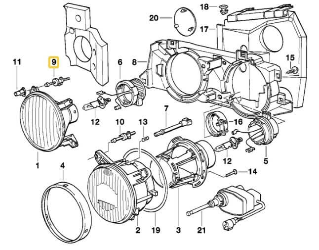 BMW Reparatursatz Einstellschrauben Ellipsoid-Scheinwerfer 4er-Satz E30 NEU – Ansicht 4