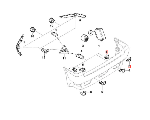 BMW E53 Park- Sensor Gehäuse und Abdeckung li. od. re. Schwarz – Ansicht 4