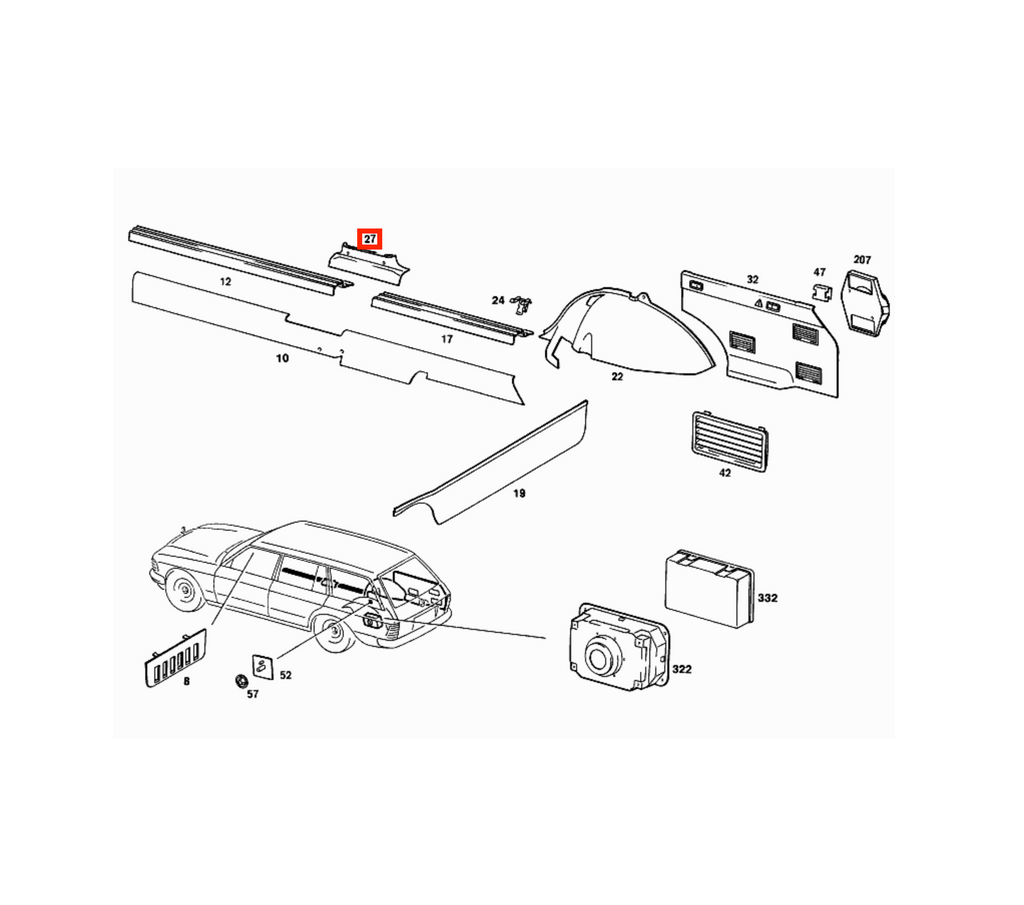 Mercedes-Benz B-Säulen-Verkleidung unten W123 S123 NEU – A1236920222 – Ansicht 4