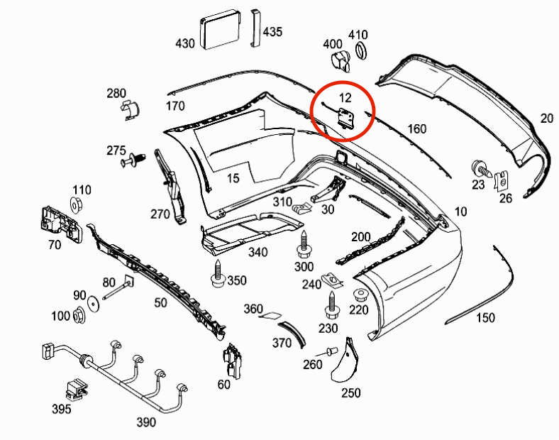 Mercedes-Benz W204 Hinten Stoßstange Abschlepphaken Abdeckung Kappe Grundiert – A2048855723 – Ansicht 4