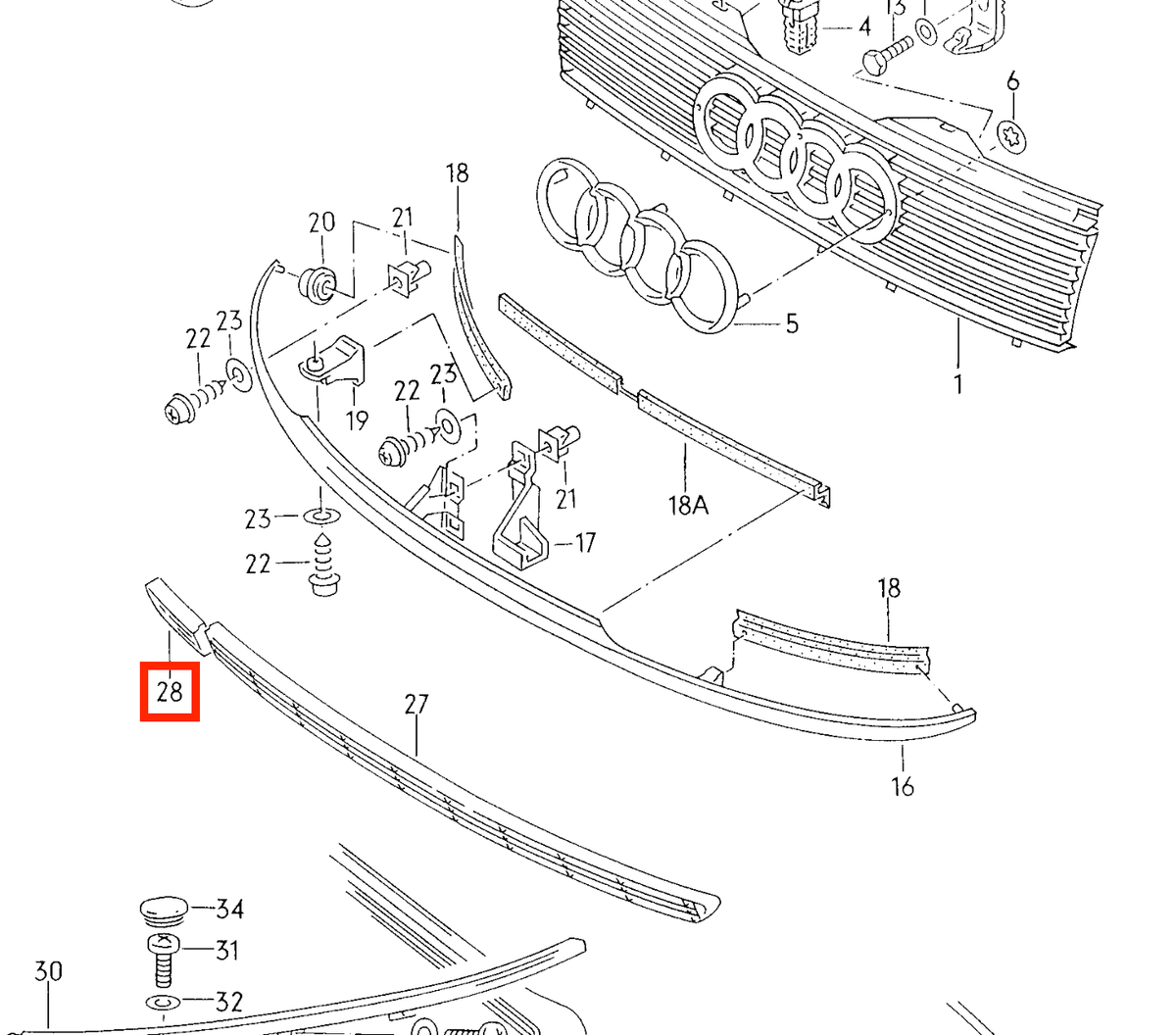 Audi diverse Modelle 80 Coupé Cabrio Typ Rechts Stoßstange Grill Abschlepphaken – Ansicht 4