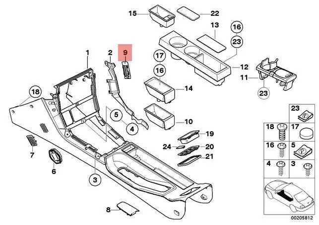 BMW Z3 Coupé vorne Mittel Konsole OBD Abdeckung Schwarz oder Dunkel Beige – Ansicht 4