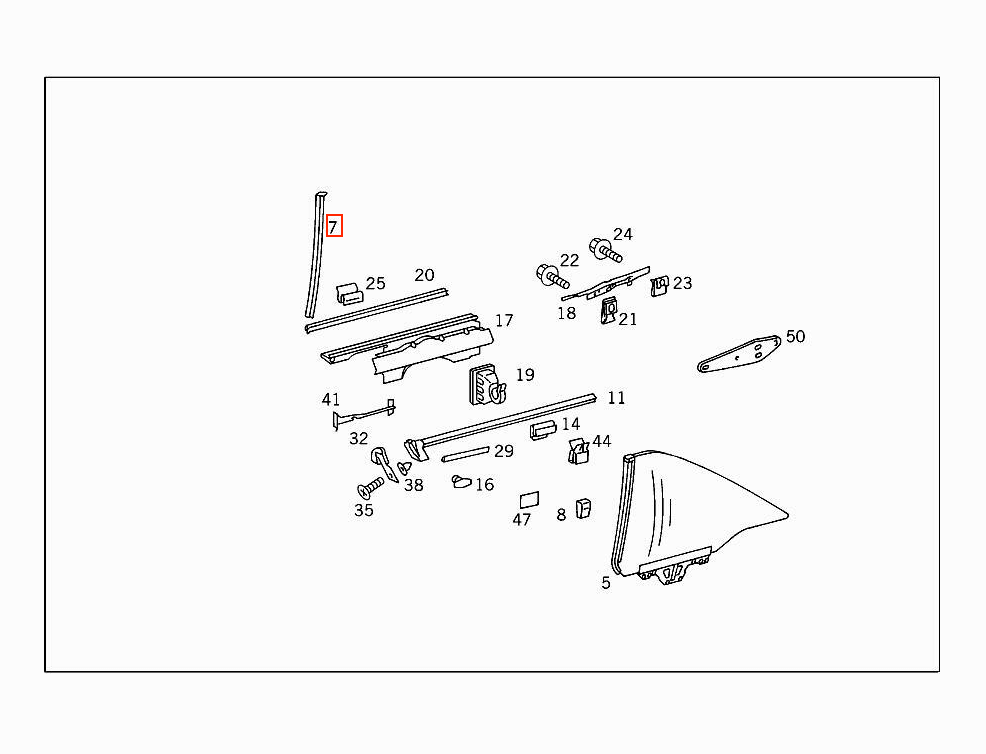 Mercedes-Benz Seite Fenster Dichtung A124 C124 – A1246700939 – Ansicht 3
