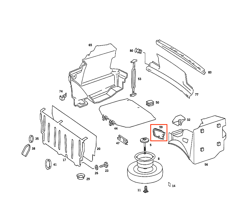 Mercedes-Benz W126 C126 SE Schiebe- Dach Notfall- Entriegelung Abdeckung Schwarz – A1266931133 – Ansicht 4
