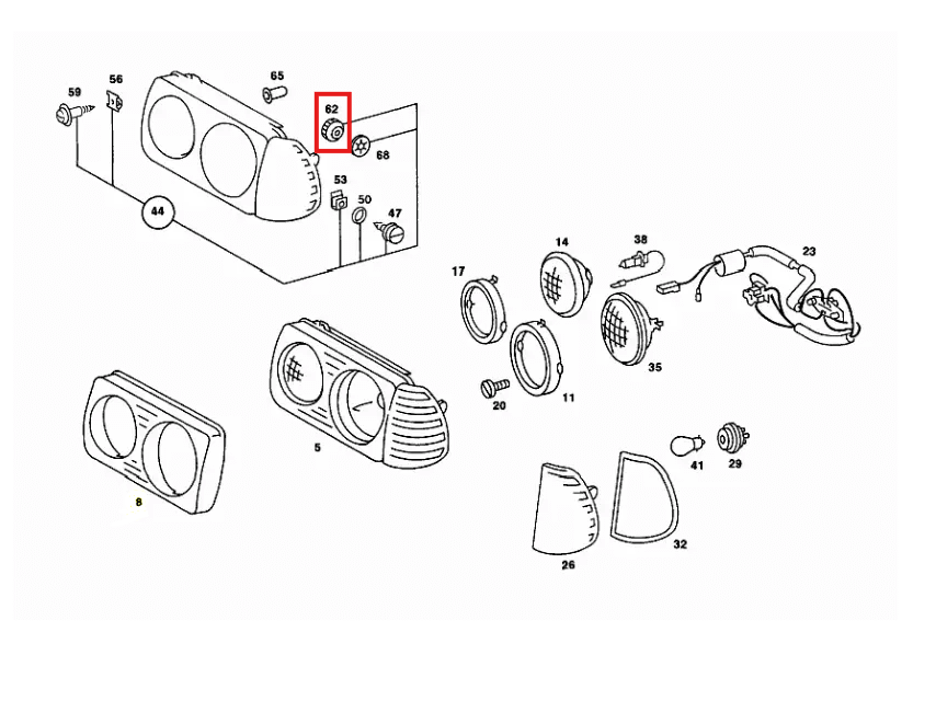 Mercedes-Benz Scheinwerferblenden-Muttern 5er-Satz W123 NEU – A1089900057 – Ansicht 4