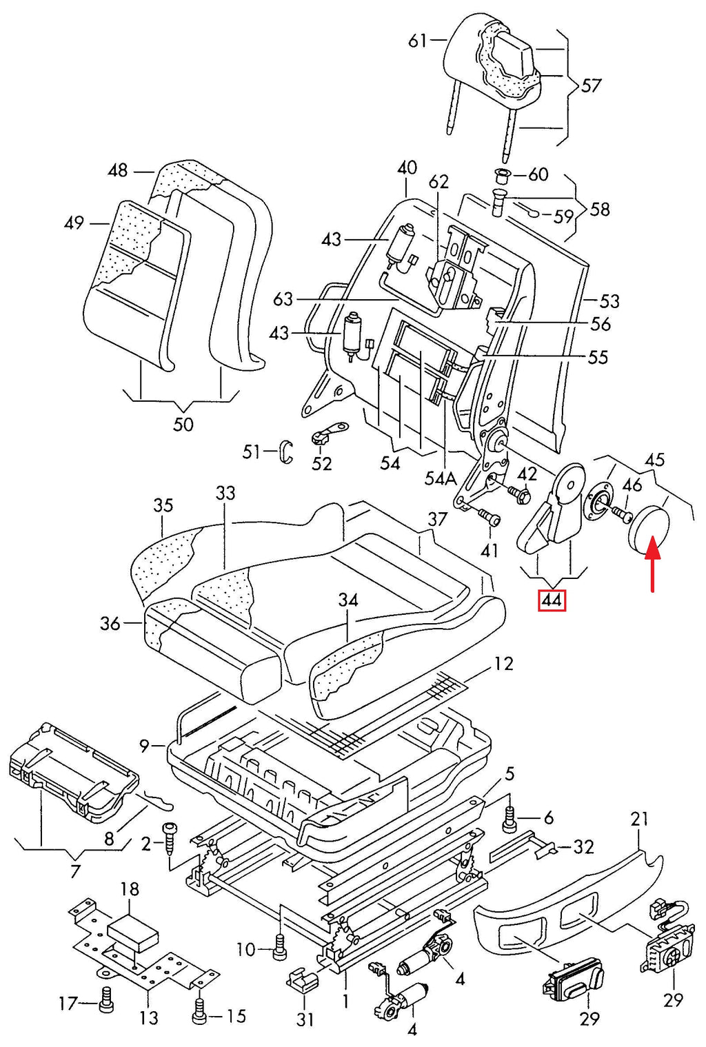 Audi A8 Sitz Equipment und Abdeckung Kappe li. od. re. Platinum – Ansicht 4