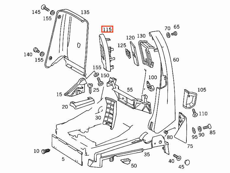 Mercedes-Benz R129 Sicherheitsgurt Abdeckung li. od. re. mit Leder Leiste – A1299101739 – Ansicht 5
