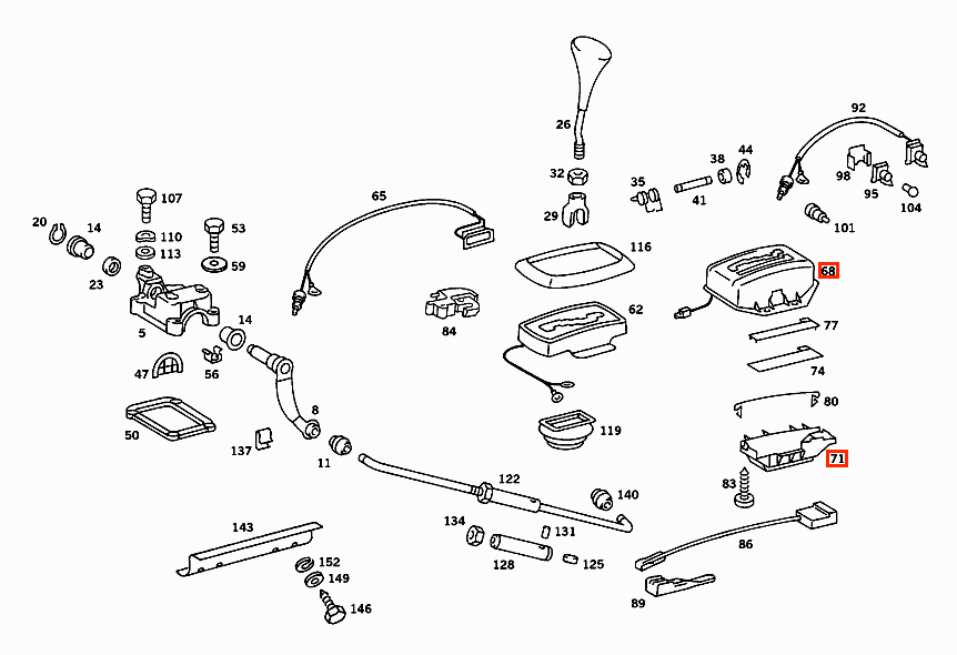 Mercedes-Benz W107 R107 Schalthebel Gehäuse und Halterung Schwarz und – A1072600072 – Ansicht 4