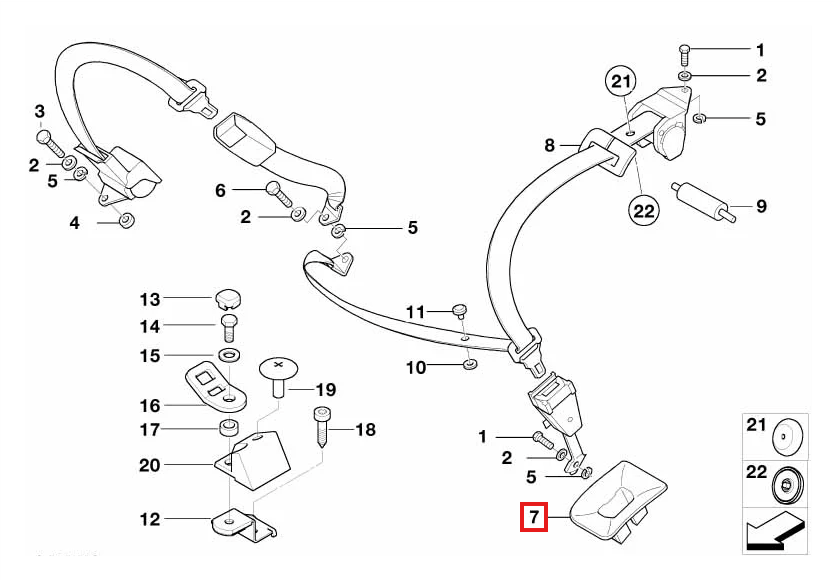 BMW Gurtschloss hinten E38 NEU – Ansicht 4