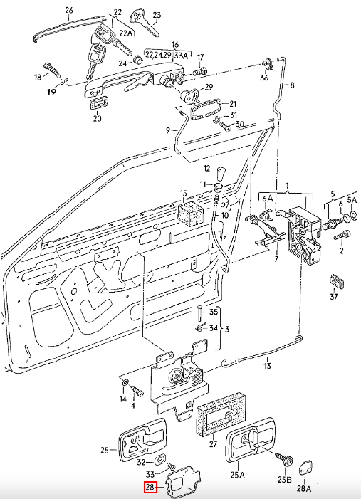 Porsche 924 944 Innentürgriff-Fingerplatte li. u. re. Schwarz – Ansicht 4