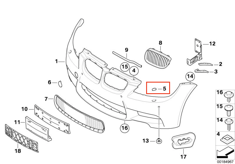 BMW E90 E92 E93 M3 vorne Scheinwerfer Unterlegscheibe Abdeckkappe Grundiert – Ansicht 3