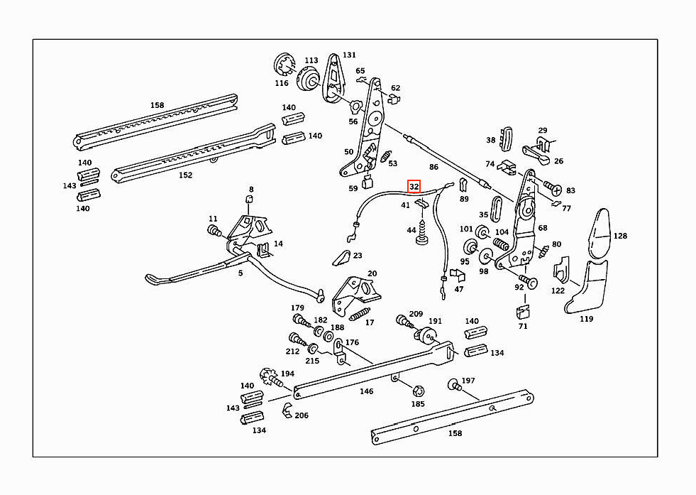 Mercedes-Benz Sitzseilzug R107 C107 – A1079100074 – Ansicht 4