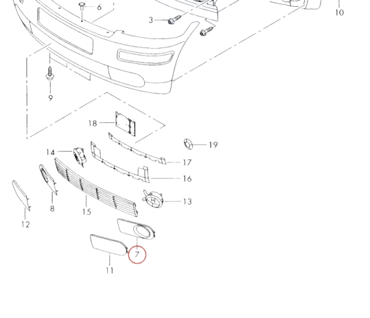 Audi A2 Grill Stoßstange vorne Links Abdeckung 8Z0807489D3FZ – Ansicht 3