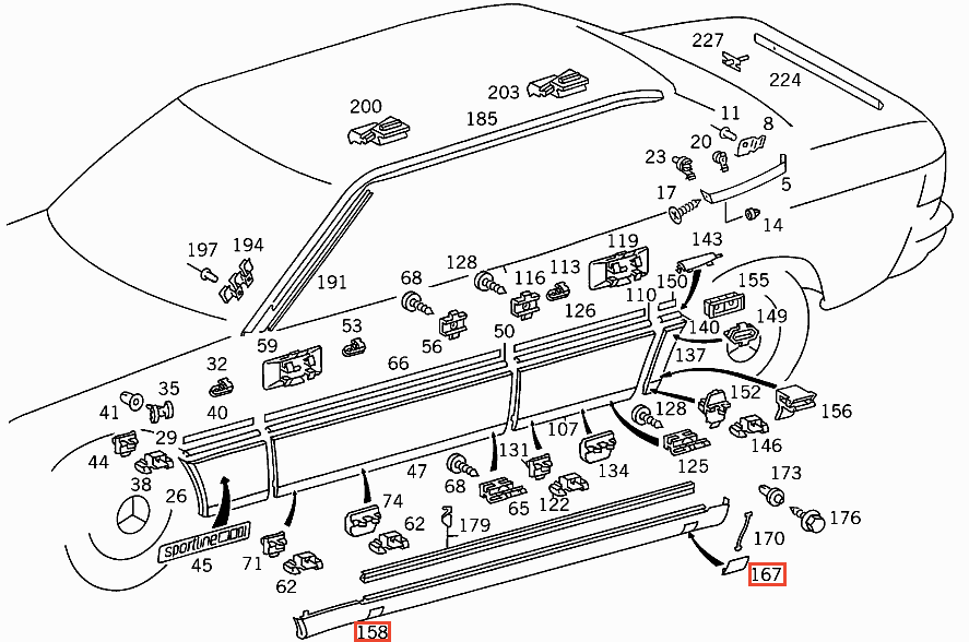 Mercedes-Benz W124 Wagenheber Point Covers Set von 4 Grundiert – A1246980130 – Ansicht 4