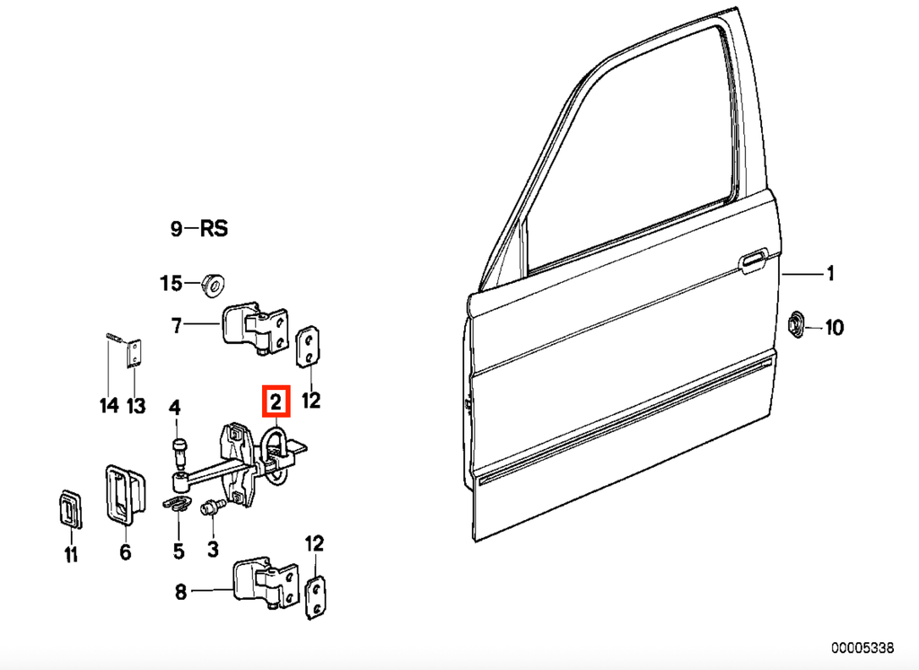 BMW Türfeststeller vorne E32 NEU – Ansicht 2