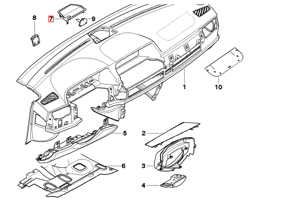 BMW E65 E66 Armaturenbrett Mittel Lautsprecher Abdeckung – Ansicht 14