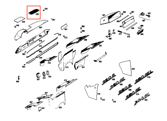 Mercedes-Benz W108 W109 Armaturenbrett-Lautsprecher-Abdeckung Schwarz – A1086890108 – Ansicht 3