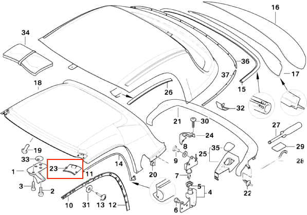 BMW Z3 Removable oben Zierleiste Abdeckung li. od. re. – Ansicht 4
