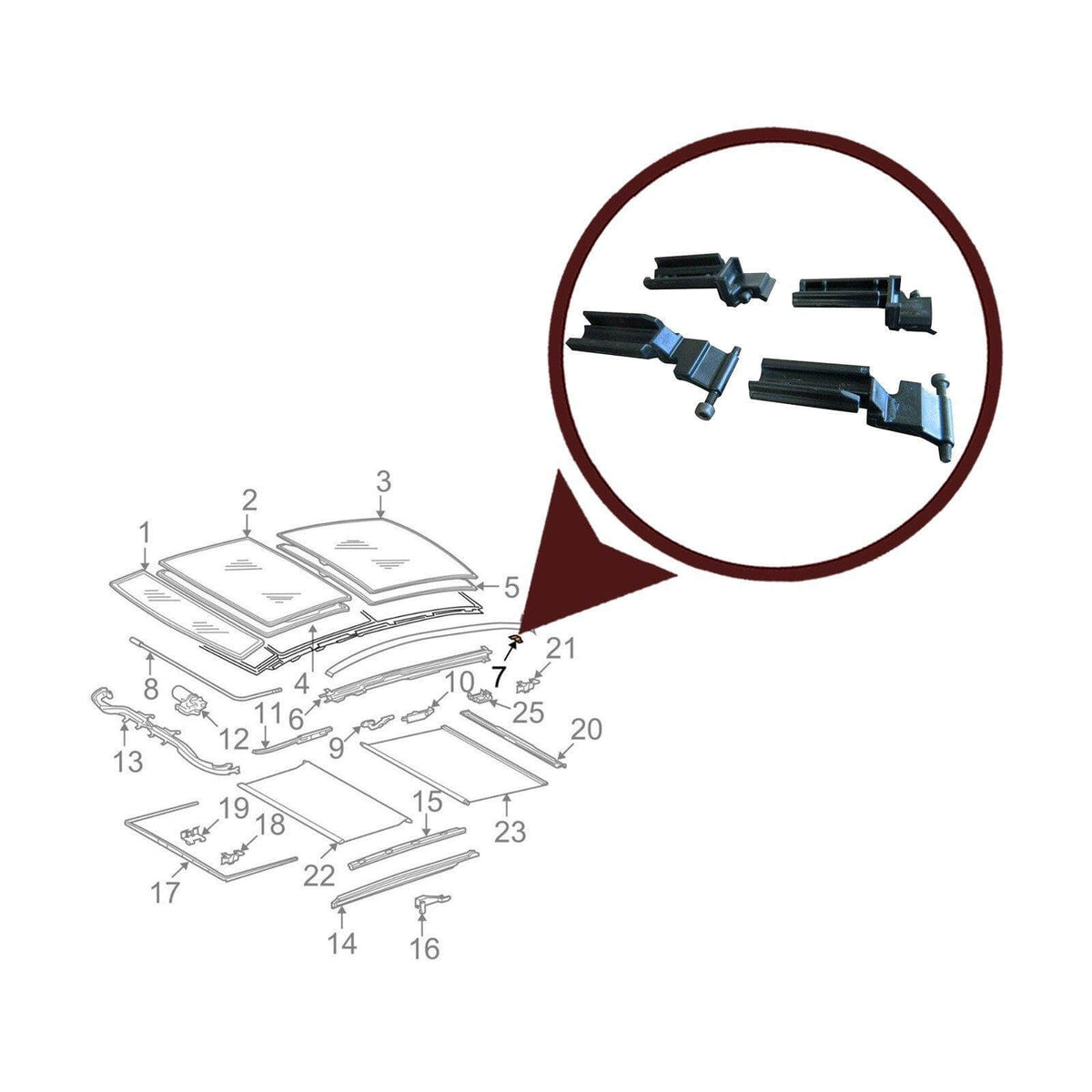 Mercedes-Benz W203 W211 Schiebedach Reparaturset – A2038950105 – Ansicht 4