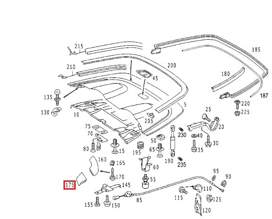Mercedes-Benz W208 Cabrio oben hinten Klappe Linkage Abdeckung li. od. re. – A2086900164 – Ansicht 3