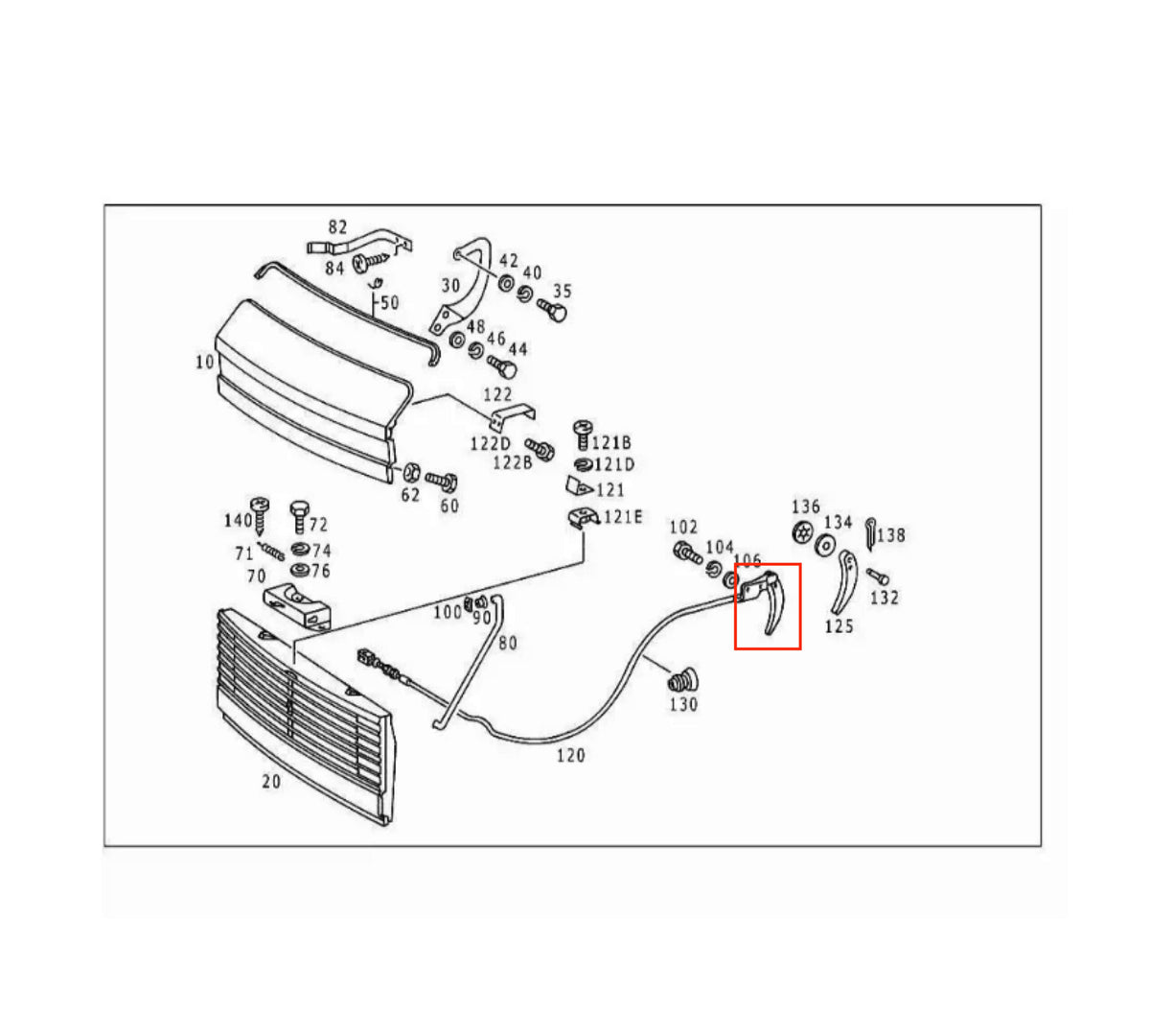 Mercedes-Benz Motorhauben-Entriegelungshebel W108 W110 W113 W115 W123 – A1108800020 – Ansicht 3