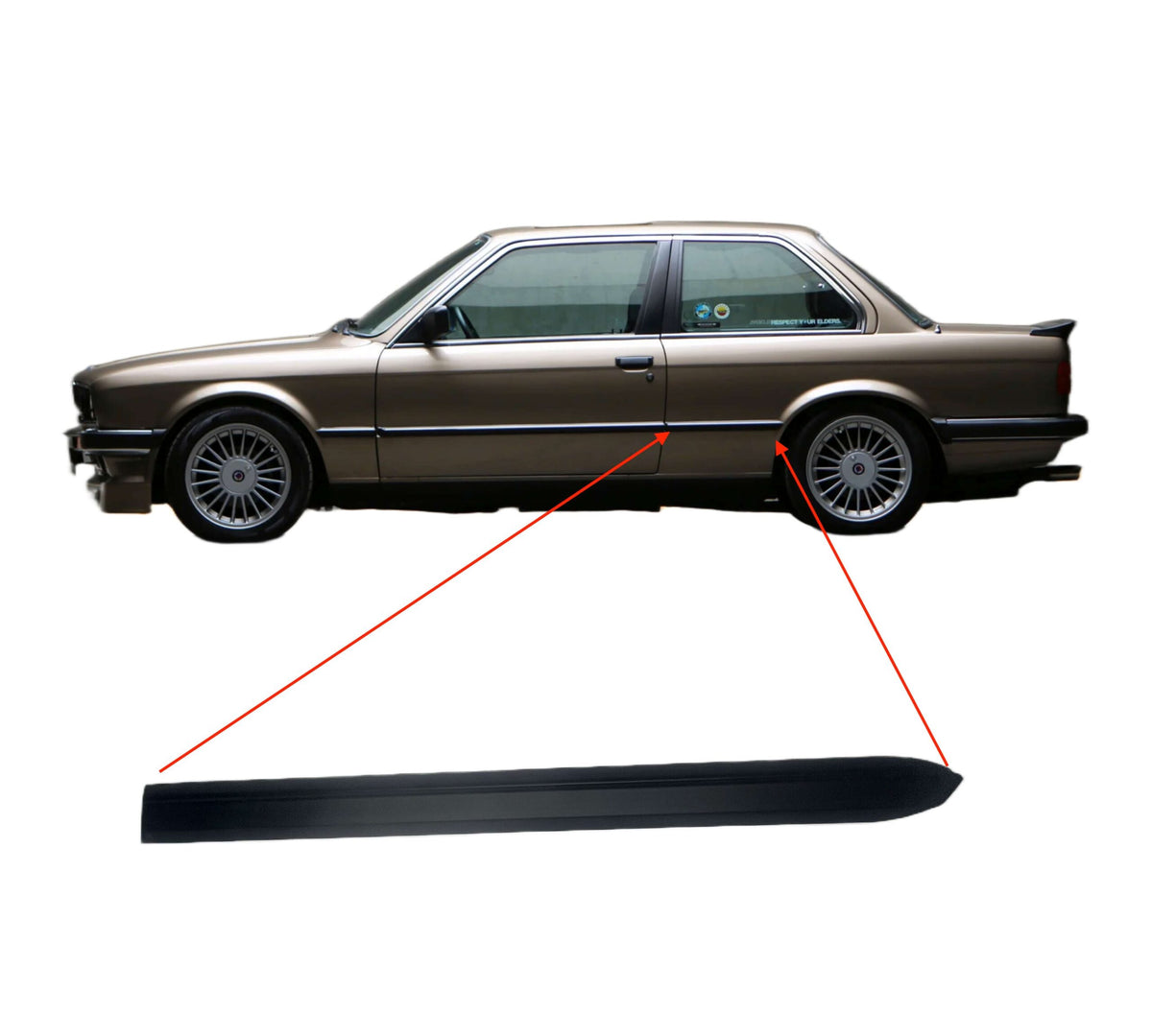 BMW Zierleiste Seitenwand hinten Schwarz Coupé E30 NEU