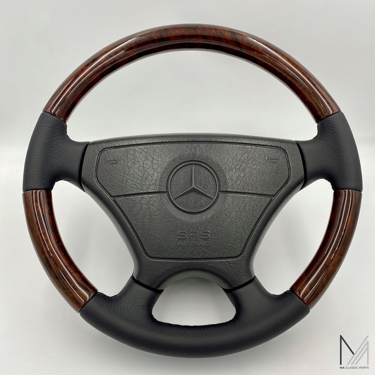 Mercedes Benz Sportline Lederlenkrad Wurzelholz 3-tlg. W124 R129 W201