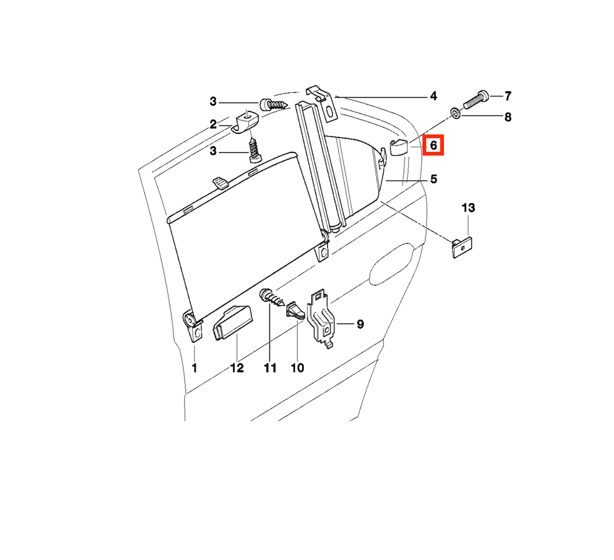 BMW Haken Sonnenrollo Dreiecksfenster 2er-Satz E38 iL E39 NEU – Ansicht 4